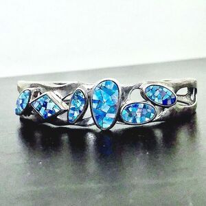 WHITNEY KELLEY Opal Mosaic Inlay and Sterling Silver Bangle Bracelet